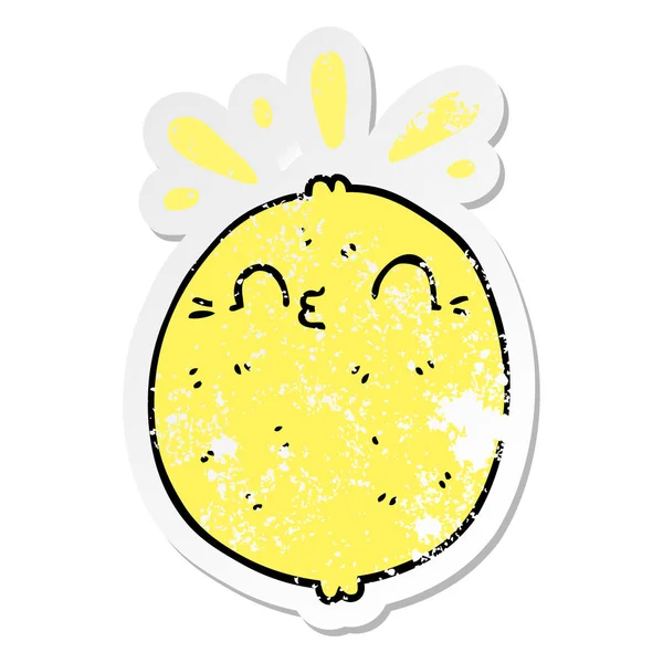 Etiqueta angustiada de um limão bonito dos desenhos animados — Vetor de Stock