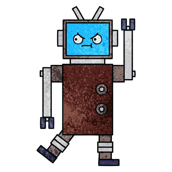 Retro grunge textuur cartoon robot — Stockvector