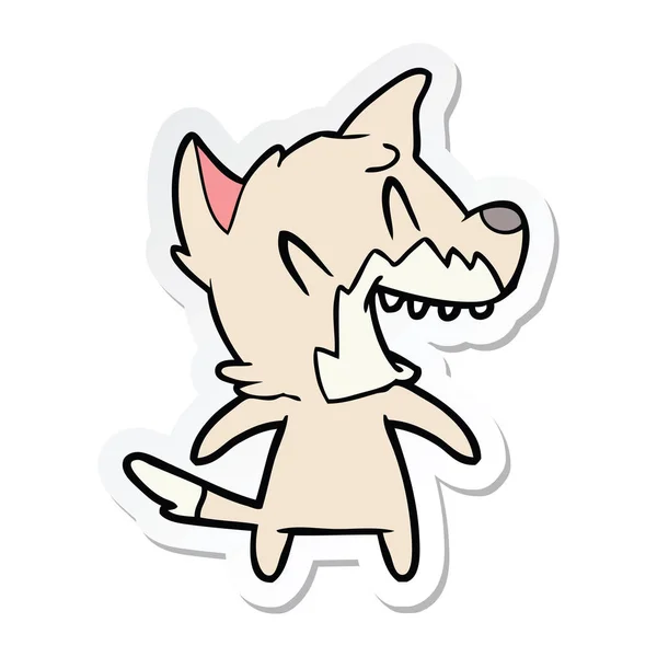 Sticker of a laughing fox cartoon — Stock Vector