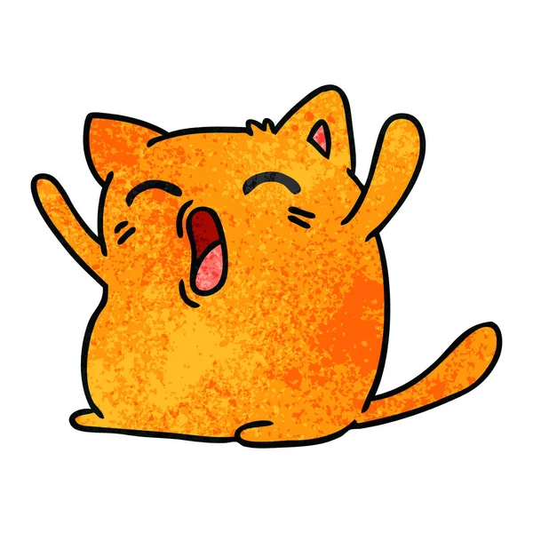 귀여운 귀여운 고양이의 질감된 만화 — 스톡 벡터