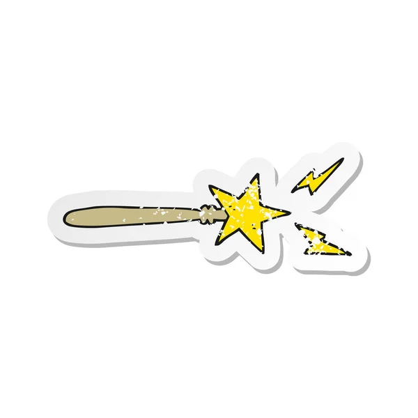 Retro distressed sticker of a cartoon magic wand — Stock Vector
