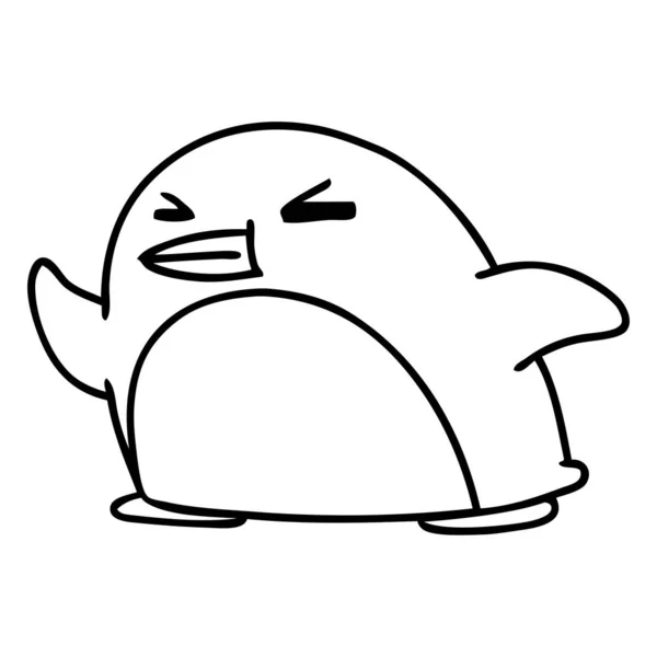 Line Drawing Illustration Kawaii Cute Penguin — Stock Vector
