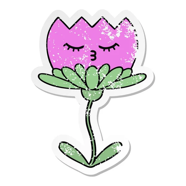 Страшна наклейка милої мультяшної квітки — стоковий вектор
