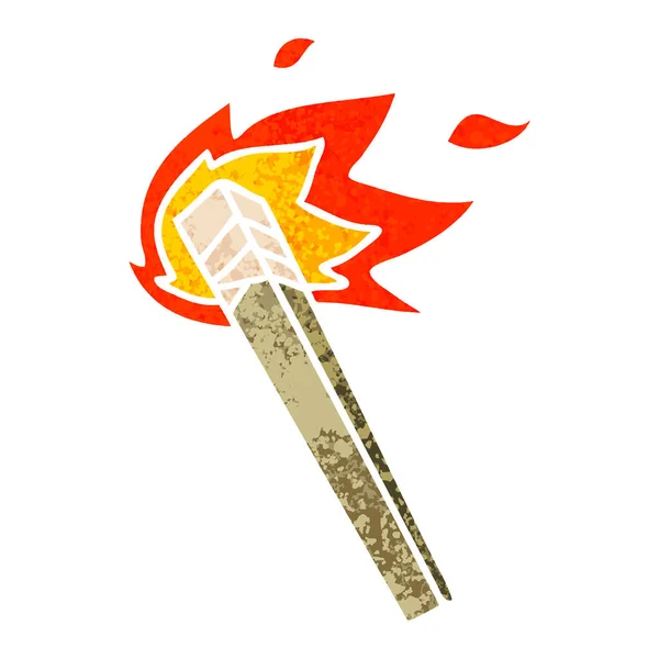 Egendomliga retro illustration stil tecknad lit torch — Stock vektor