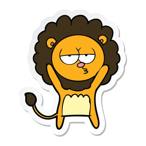 Pegatina de un león aburrido de dibujos animados — Vector de stock