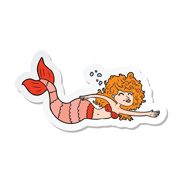 Sticker of a cartoon mermaid — Stock Vector