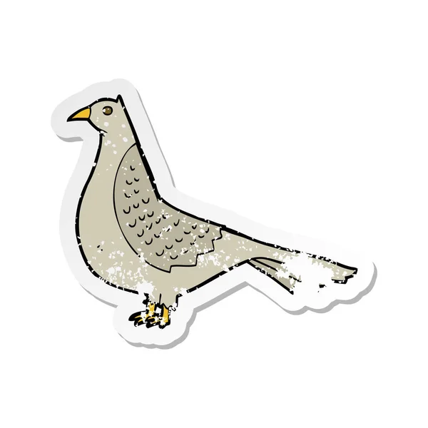 Pegatina retro angustiado de un pájaro de dibujos animados — Vector de stock
