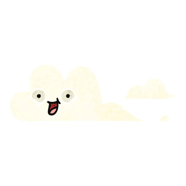 Retro illustration style cartoon happy cloud — Stock Vector