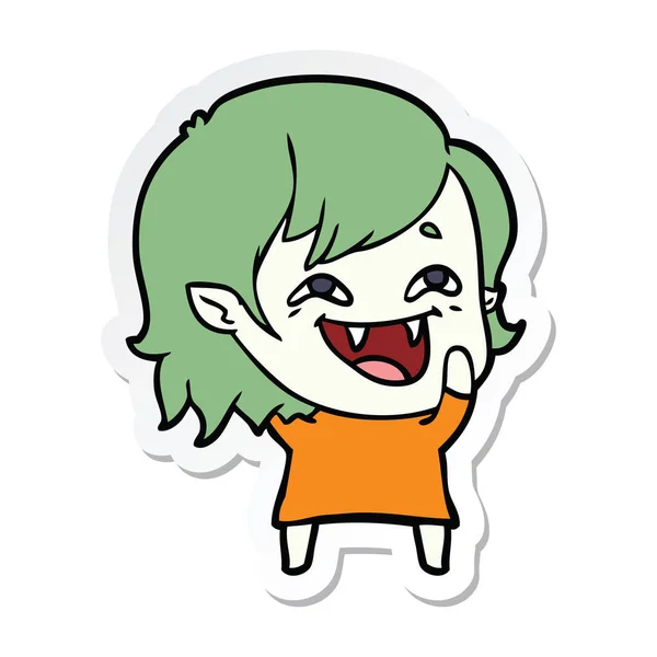 Sticker van een cartoon lachen vampier meisje — Stockvector