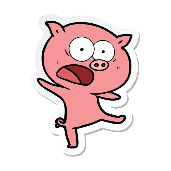 Sticker van een cartoon varken schreeuwen — Stockvector