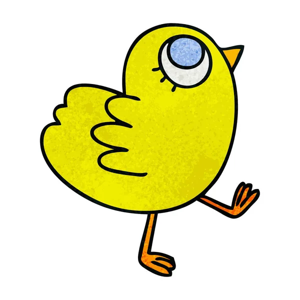 Hand Drawn Quirky Cartoon Yellow Bird — Stock Vector