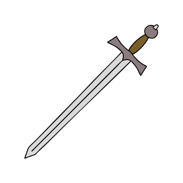 Schrulliges handgezeichnetes Cartoon-Schwert — Stockvektor