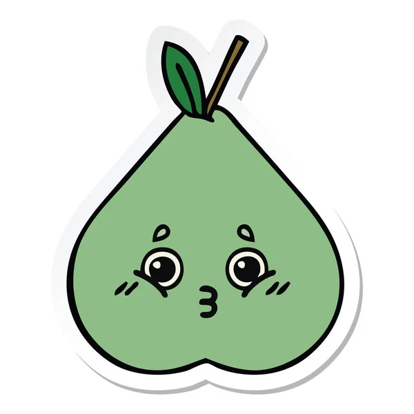 Sticker Voor Een Leuke Cartoon Groene Pear — Stockvector