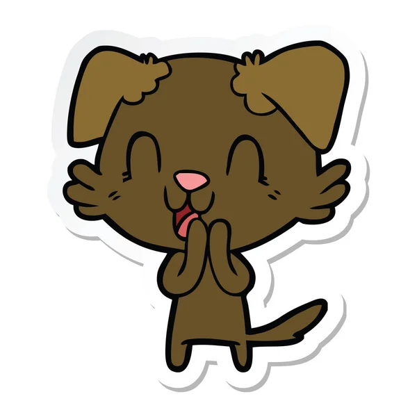 Sticker van een lachende cartoon hond — Stockvector