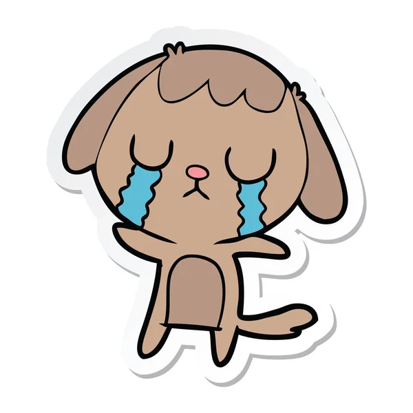 泣いているかわいい漫画犬のステッカー — ストックベクタ