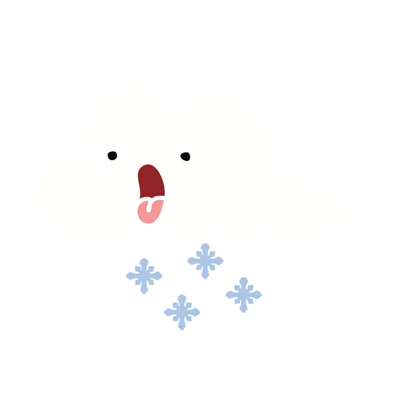 Plat couleur rétro dessin animé choqué nuage de neige — Image vectorielle