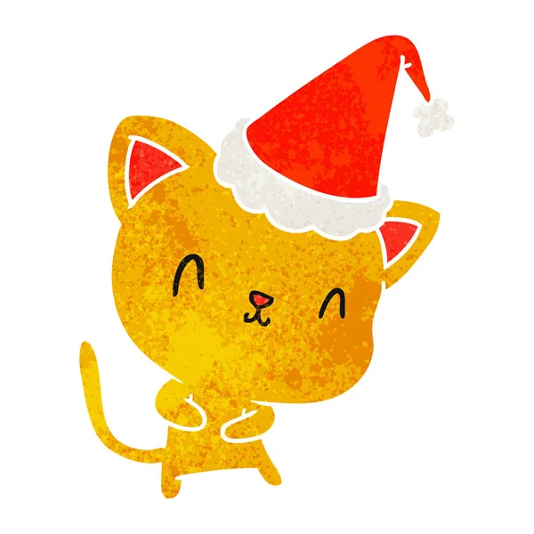 Karácsonyi retro cartoon macska kawaii — Stock Vector