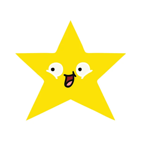 Dibujos Animados Retro Color Plano Una Estrella Dorada — Vector de stock