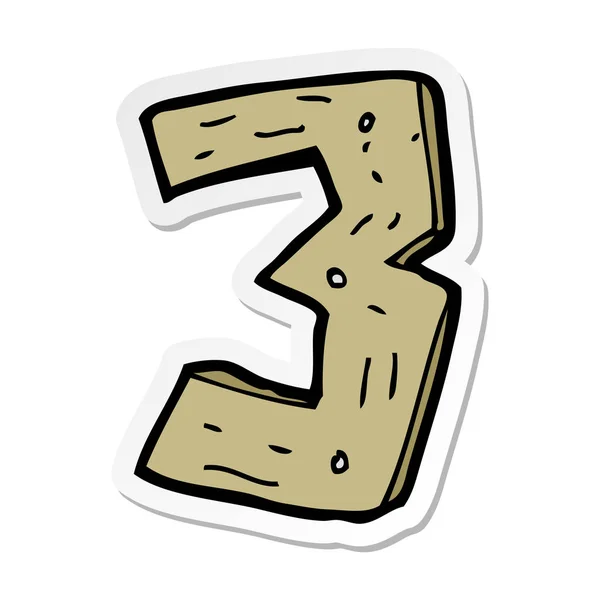 Sticker of a cartoon wooden number — Stock Vector