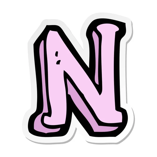 Sticker of a cartoon letter N — Stock Vector