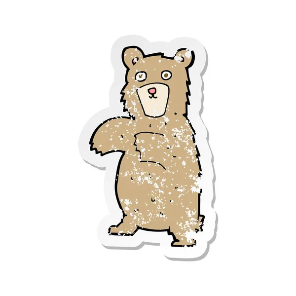Etiqueta Angustiada Retro Urso Dos Desenhos Animados — Vetor de Stock