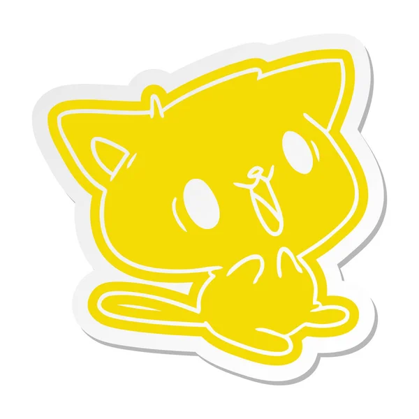 Cartoon Sticker Van Schattige Kawaii Kat — Stockvector