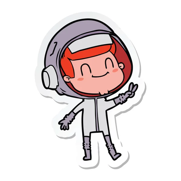 Aufkleber eines glücklichen Cartoon-Astronauten — Stockvektor