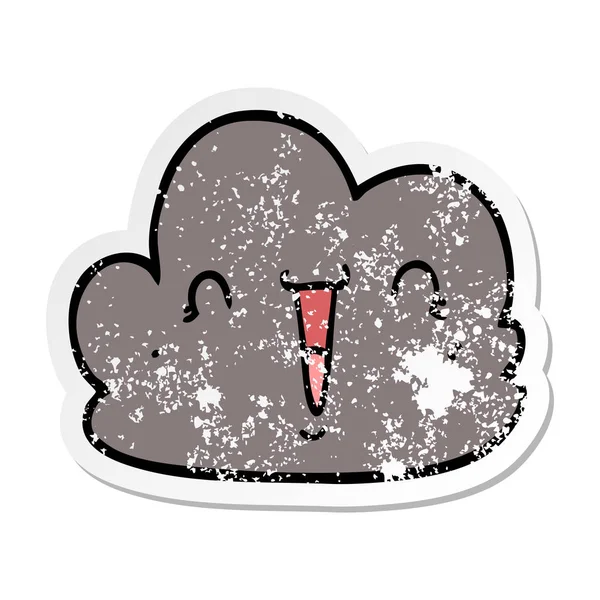 Distressed sticker of a cartoon happy cloud — Stock Vector