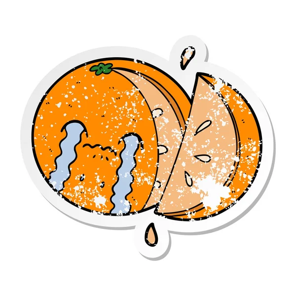Autocollant affligé d'un dessin animé orange — Image vectorielle