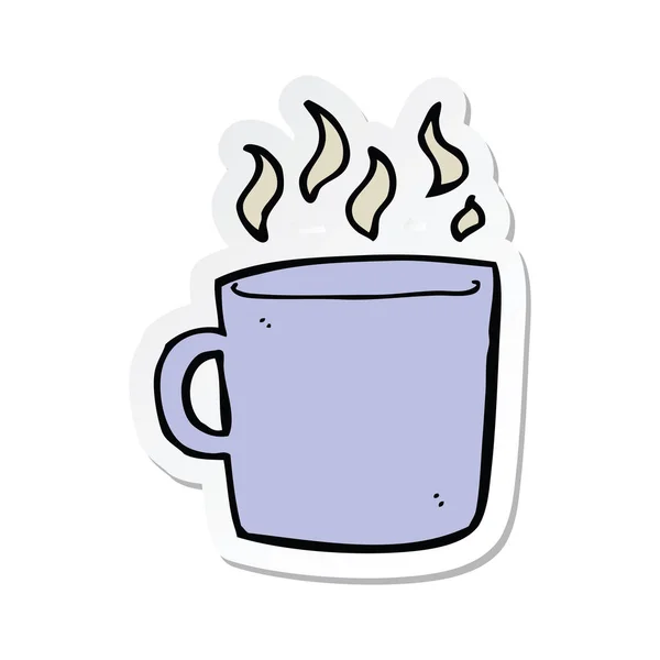 Pegatina de una taza de café caliente de dibujos animados — Archivo Imágenes Vectoriales