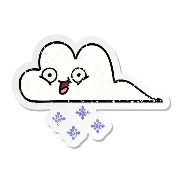 Distressed sticker of a cute cartoon snow cloud — Stock Vector