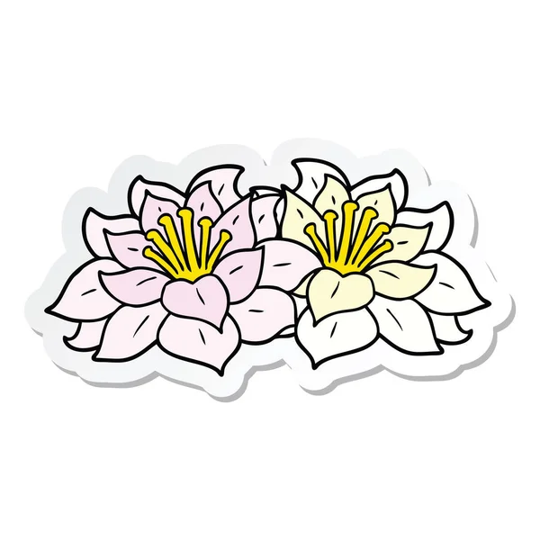 Sticker Cartoon Flowers — Stock Vector