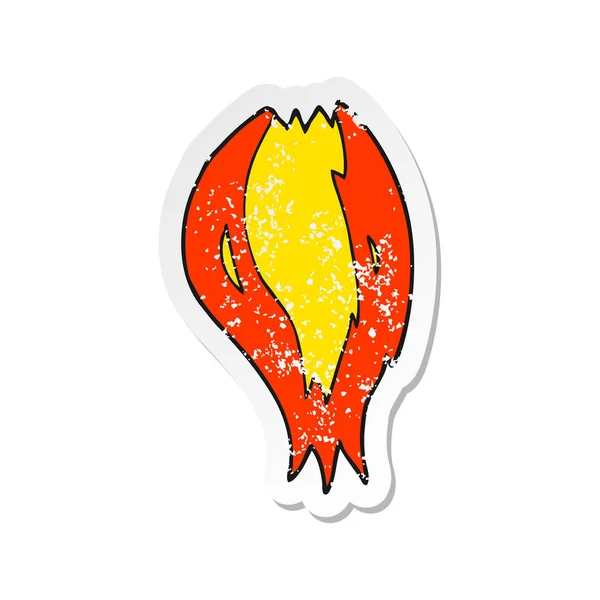 Retro distressed nálepka raketu kreslený plameny — Stockový vektor