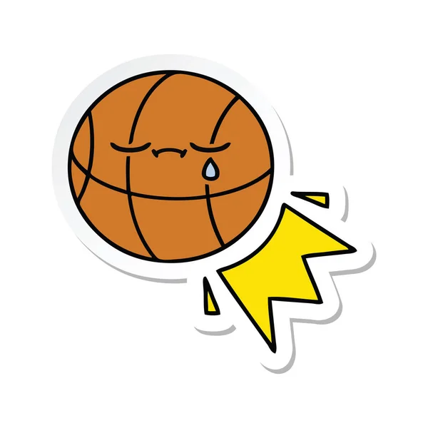 Aufkleber Eines Niedlichen Cartoon Basketballs — Stockvektor