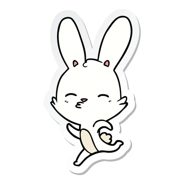 Sticker of a running bunny cartoon — Stock Vector