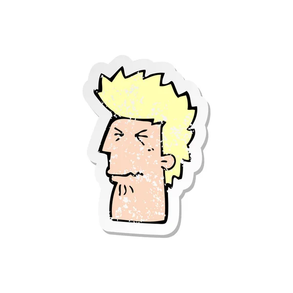 Retro distressed sticker of a cartoon unhappy man — Stock Vector
