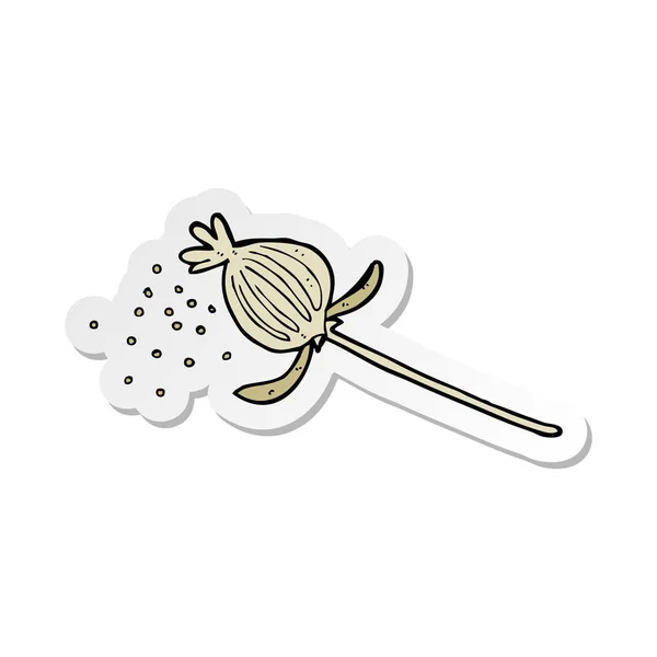 Pegatina de una flor de amapola seca de dibujos animados — Vector de stock