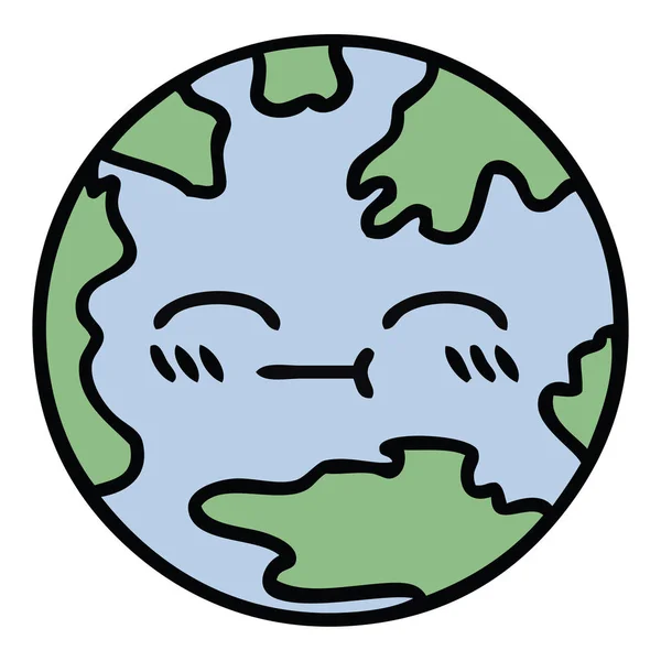 Bonito cartoon planeta terra — Vetor de Stock