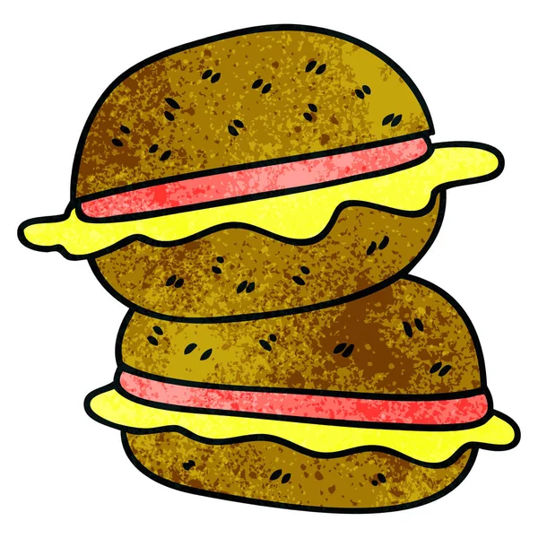 Çekilmiş Ilginç Karikatür Sandviç — Stok Vektör