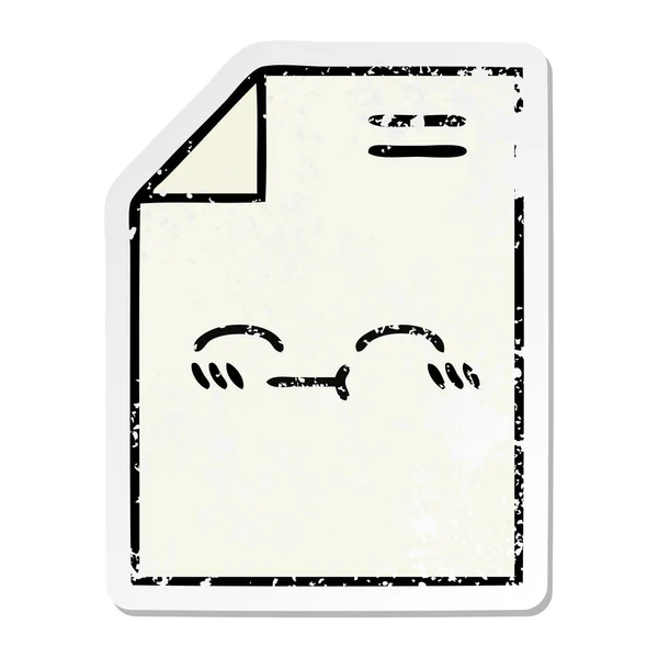 Adesivo angosciato di un foglio di cartone animato carino di carta — Vettoriale Stock