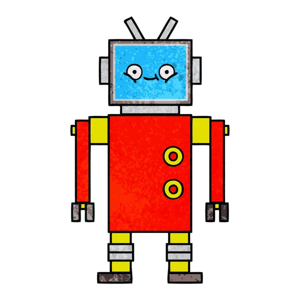 Retro grunge textúra rajzfilm robot — Stock Vector