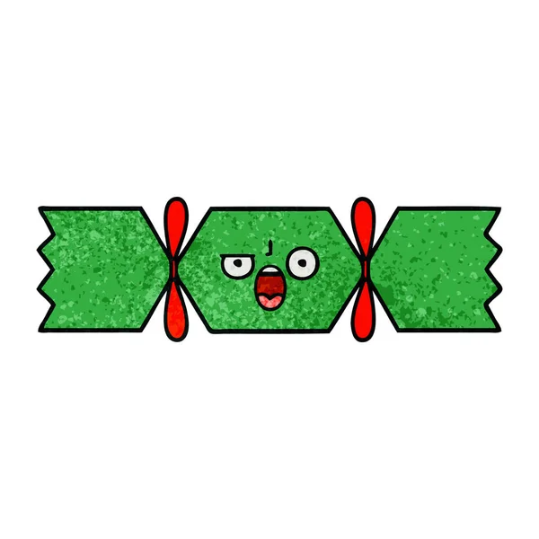 Retro Grunge Textur Cartoon Weihnachtscracker — Stockvektor