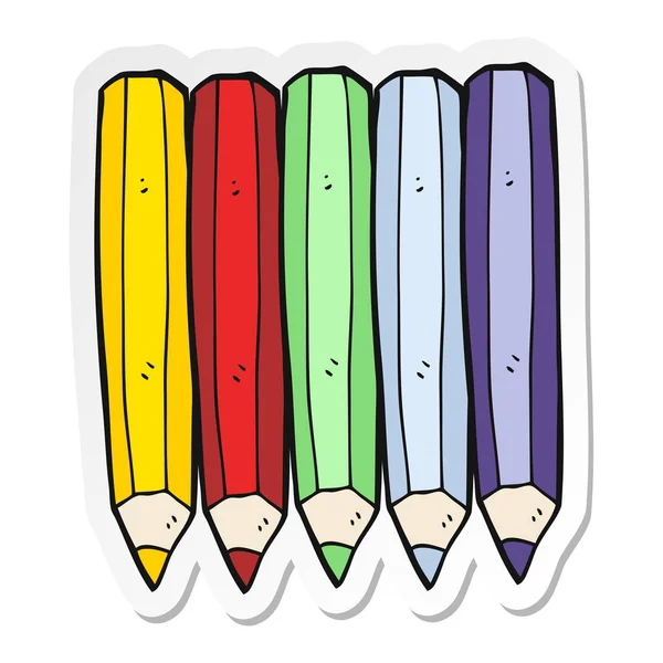 Pegatina de un lápiz de dibujos animados de color — Vector de stock