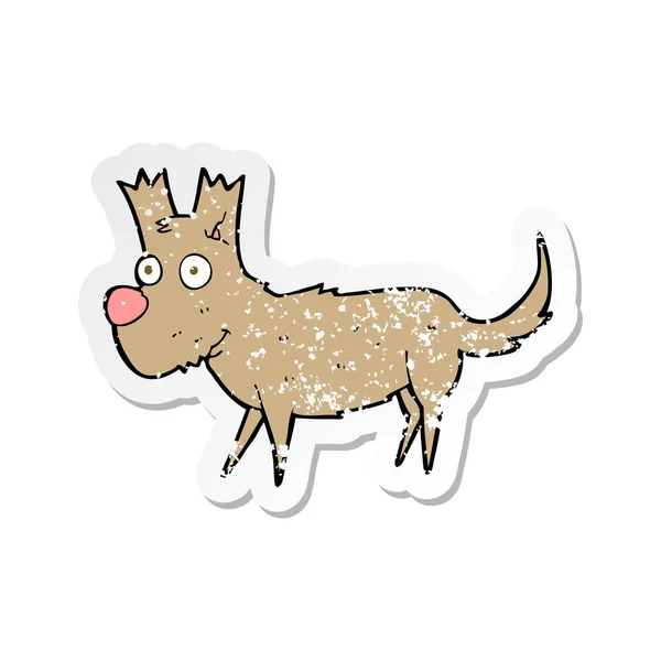 Retro angosciato adesivo di un cartone animato carino cagnolino — Vettoriale Stock