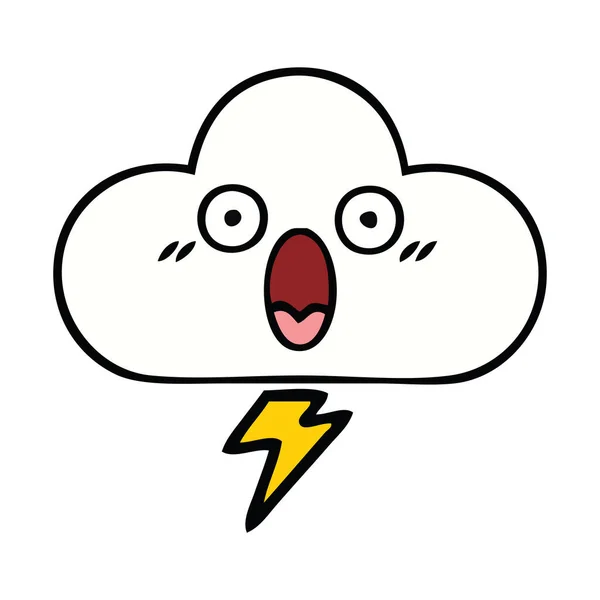 Lindo Dibujo Animado Una Nube Trueno — Vector de stock