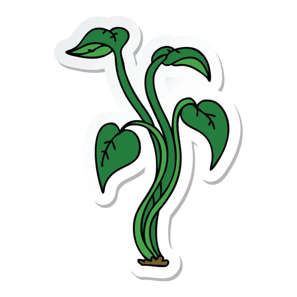 Adesivo di una pianta del fumetto disegnato a mano eccentrico — Vettoriale Stock