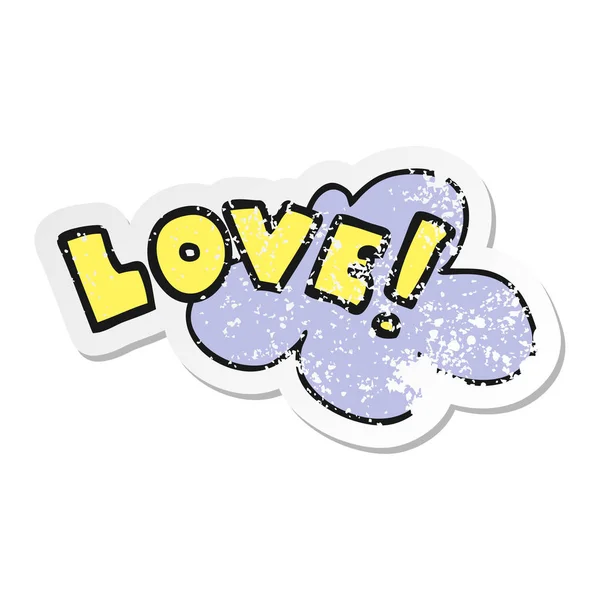 Distressed Sticker Cartoon Word Love — Stock Vector