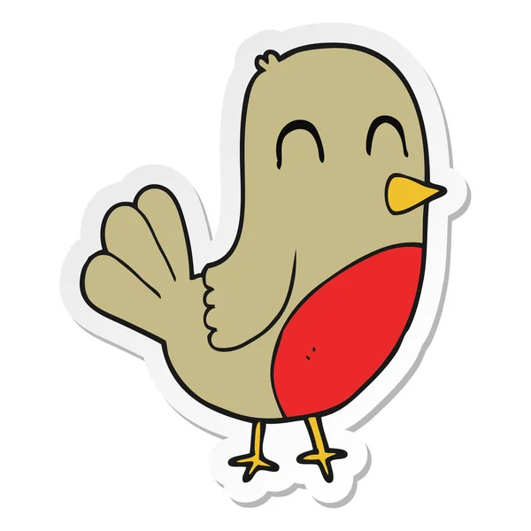 Sticker van een cartoon robin — Stockvector