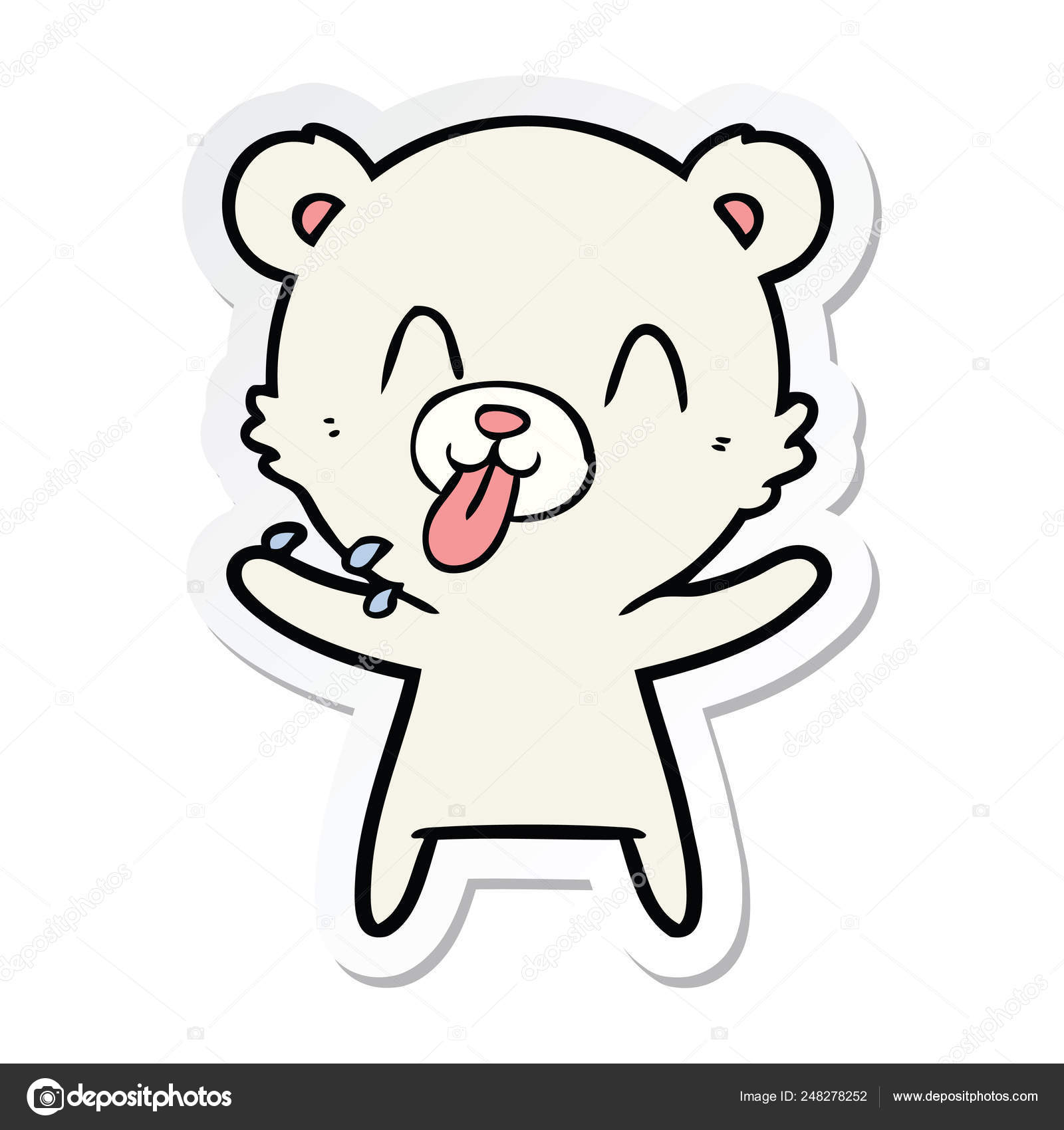 舌を突き出て失礼な漫画シロクマのステッカー ストックベクター C Lineartestpilot 舌を突き出て失礼な漫画シロクマのステッカー ストックベクター C Lineartestpilot
