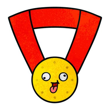 Retro grunge doku karikatür altın madalya